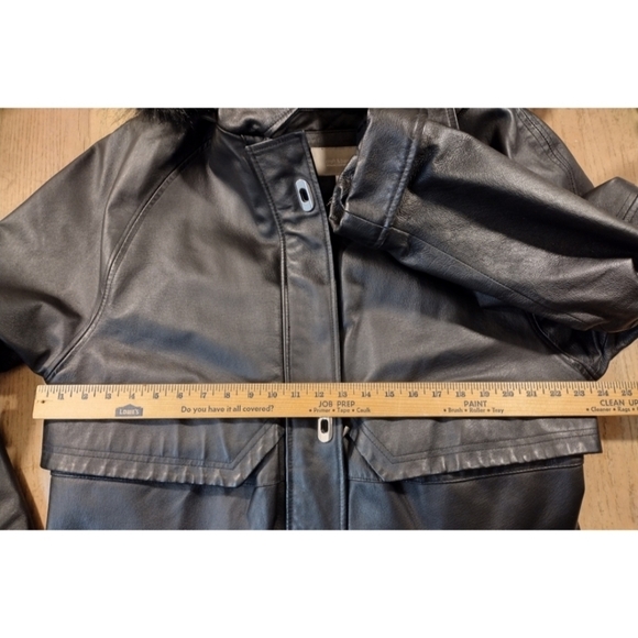 Croft & Barrow Woman black leather toggle coat with removable faux fur t… - Picture 12 of 16